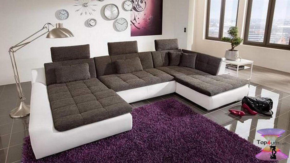 Угловой большой диван в стиле хайтек