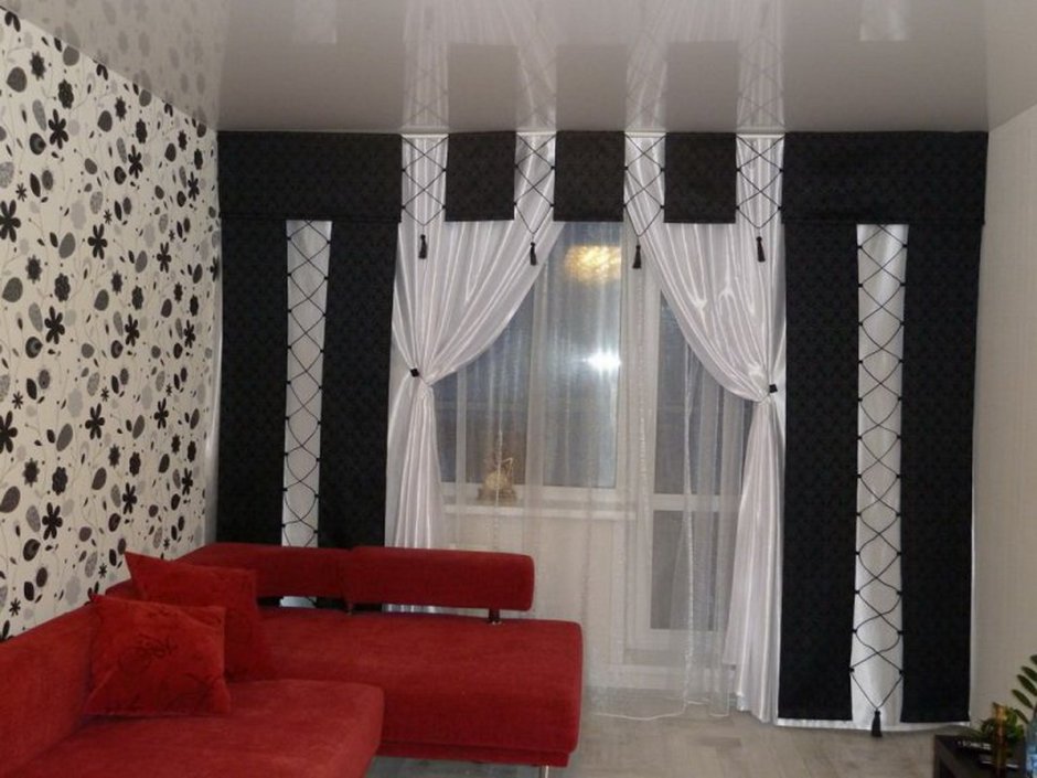 Черно белые шторы в гостиную