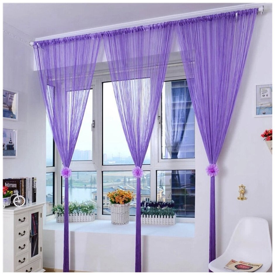 Нитяные шторы фиолетовые