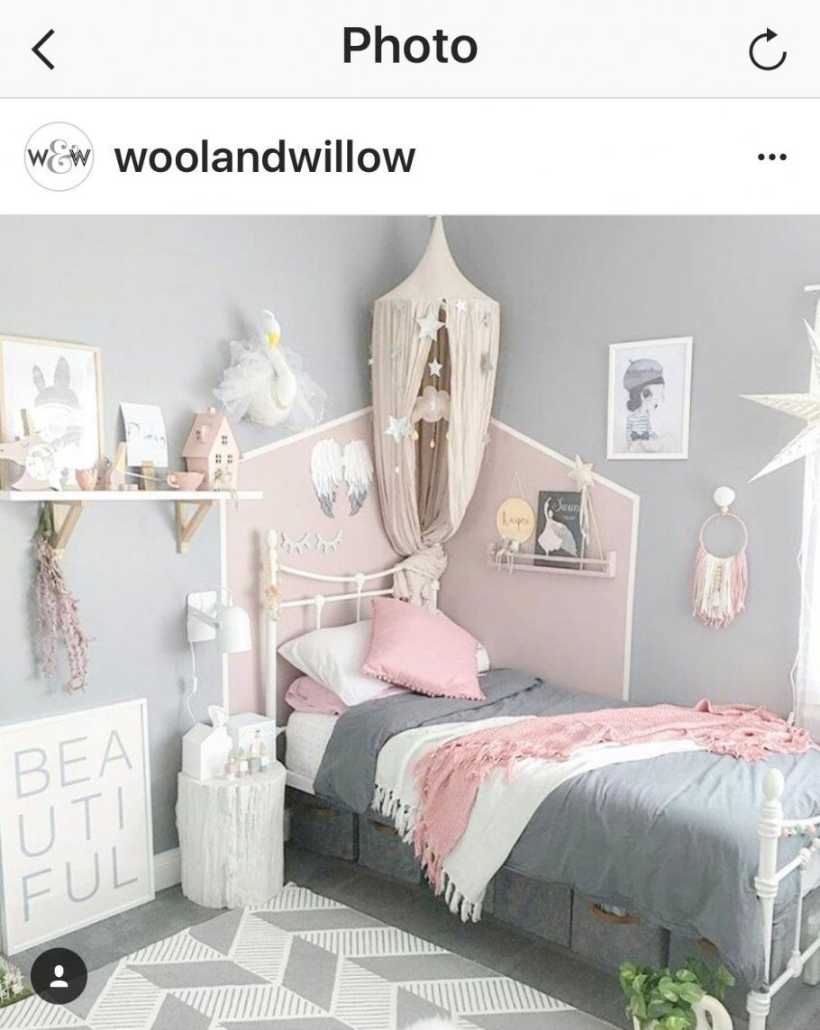Спальня для девочки подростка в серо розовых тонах