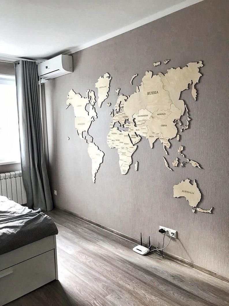 Карта мира из дерева Map Wall decoration
