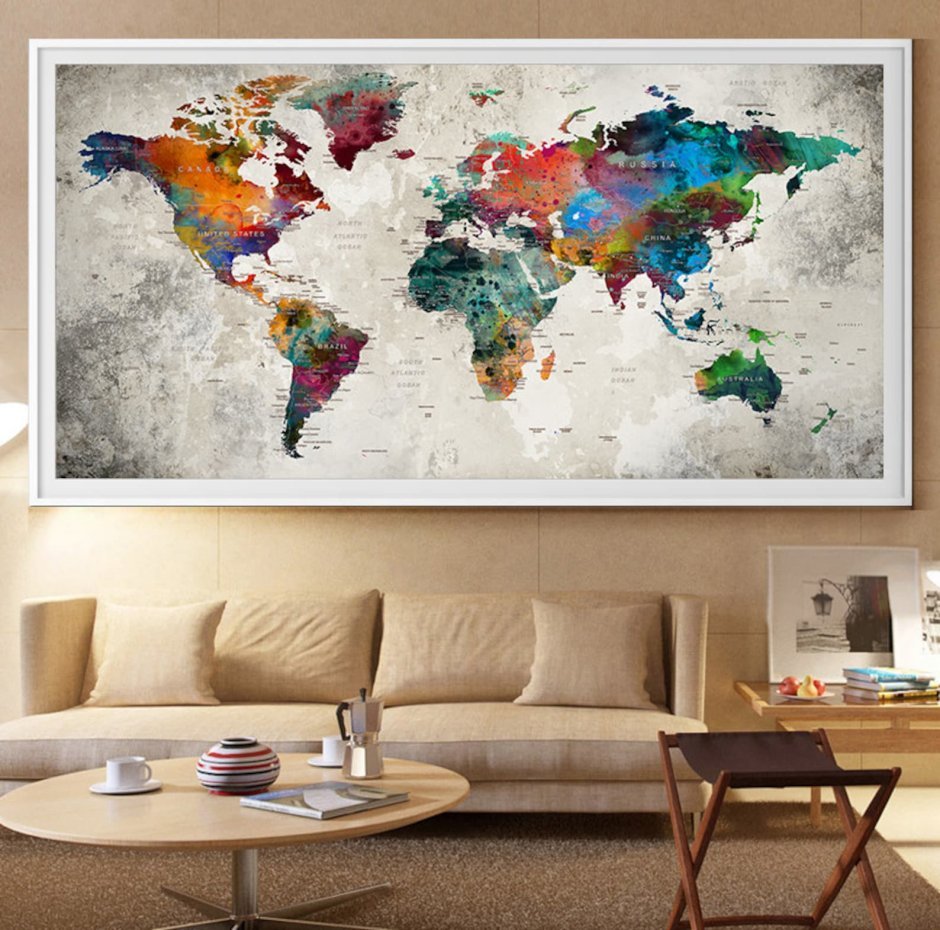 Стильная карта мира на стену