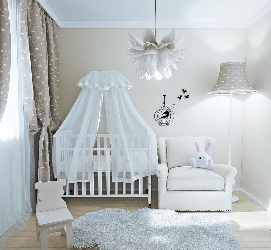 Белая комната для новорожденного