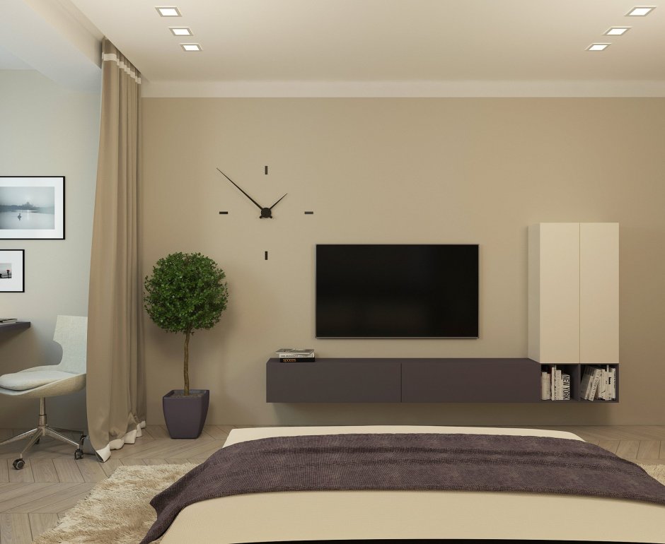 Телевизор в спальне в стиле Минимализм