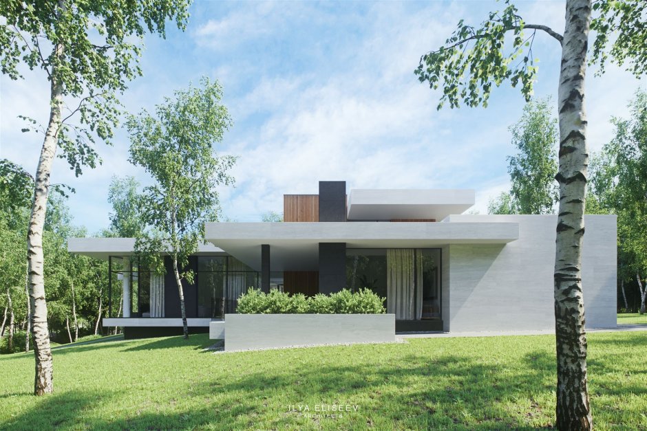 Проект современного дома с плоской крышей Архитектор Илья Елисеев