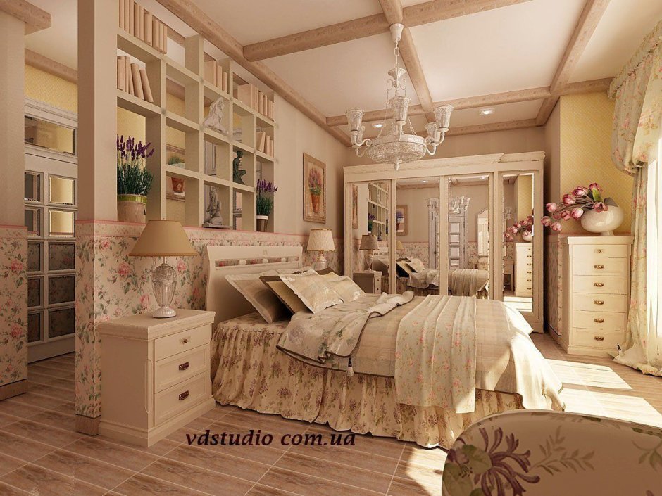 Спальня в малогабаритной комнате в стиле Прованс (эконом вариант)