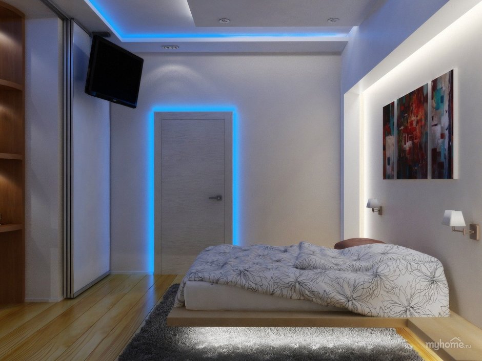 Светодиодная лента в интерьере спальни