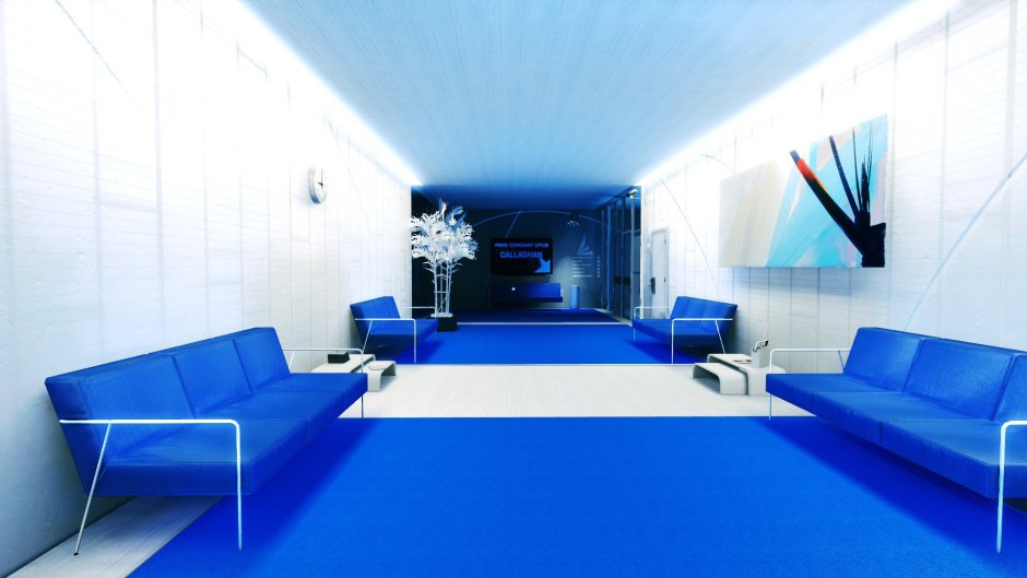 Офисный интерьер с синим полом