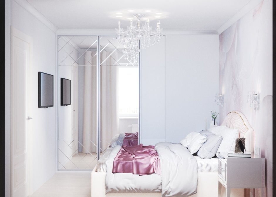 Дизайн маленькой квартиры с отделение спальни стеклопакетами