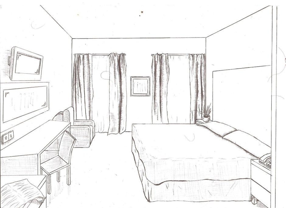 Рисование интерьера комнаты