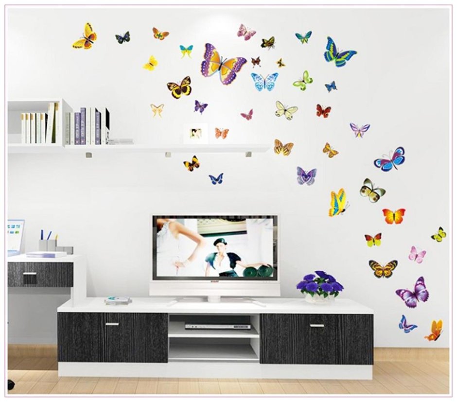 Декор детской комнаты бабочками