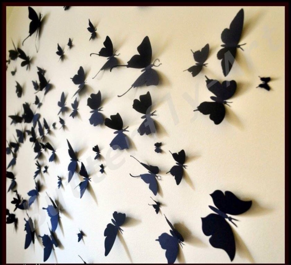 Аппликация из бабочек на стену