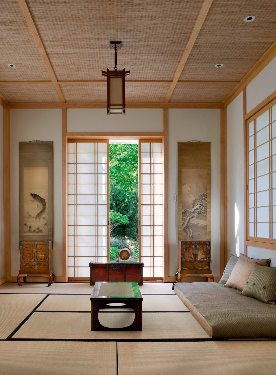 Этностиль Япония в интерьере гостиной