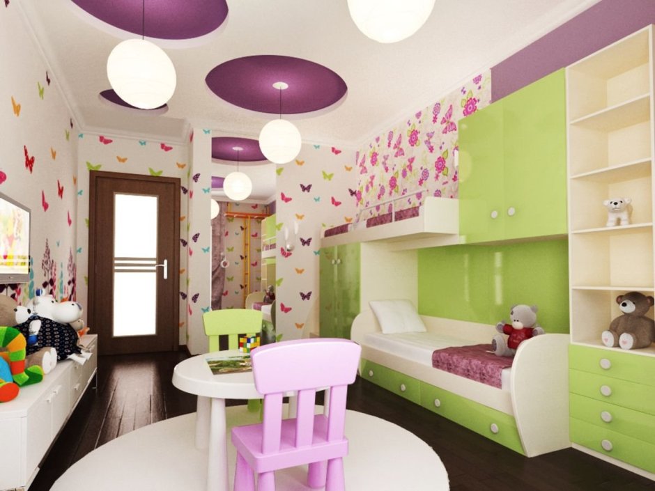 Дизайнерский проект детской комнаты для девочек