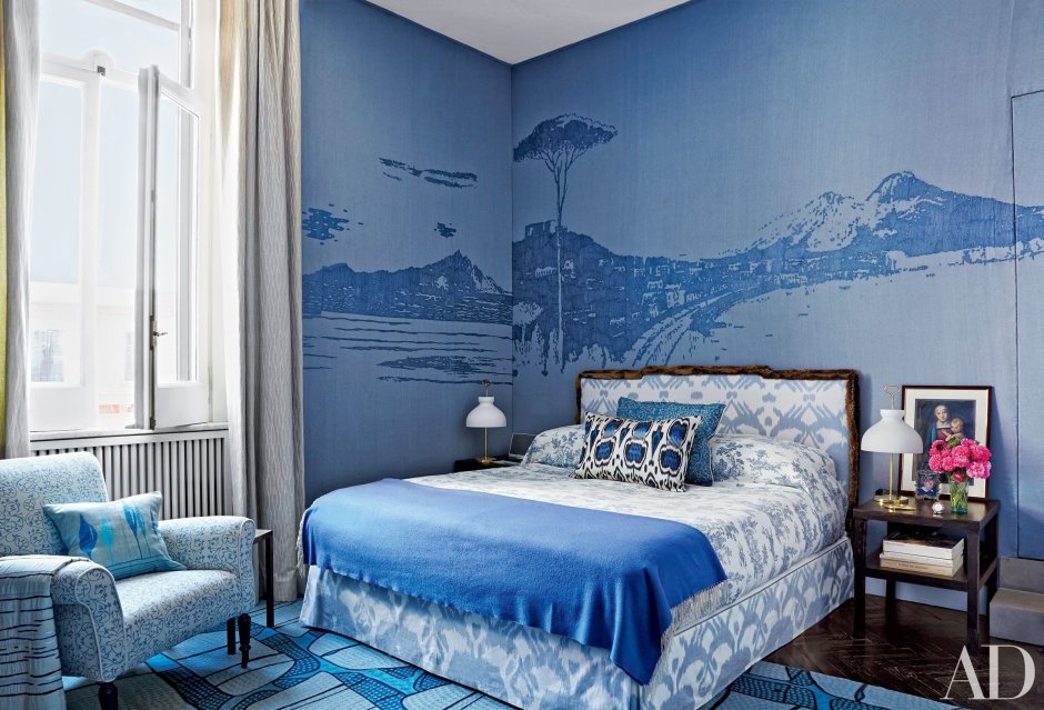 Спальня в сине голубых тонах
