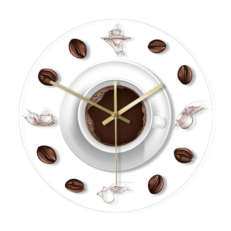 Кухонные настенные часы с кофе