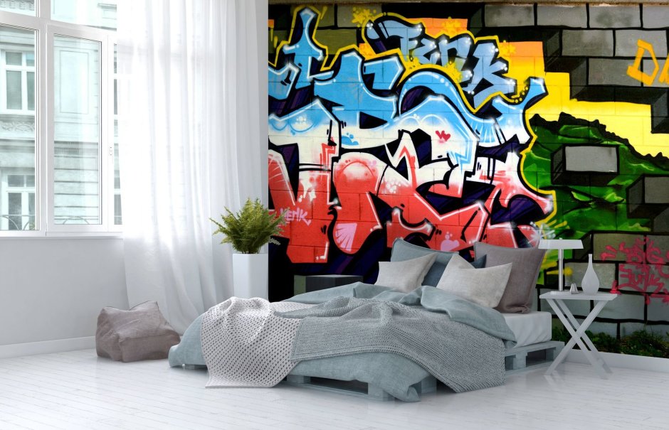 Граффити в интерьере комнаты подростка