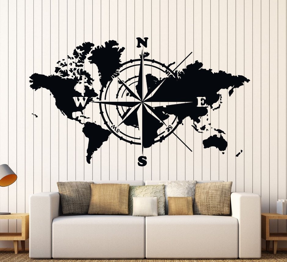 Карты мира на стену стилизованные