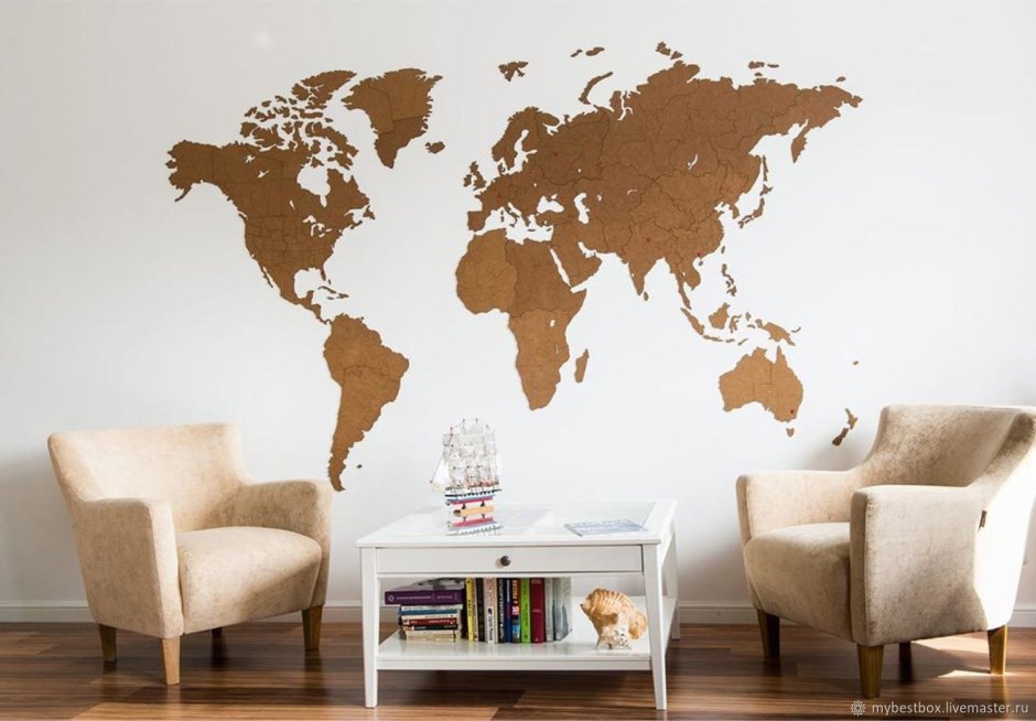 Карта мира Wall decoration Brown