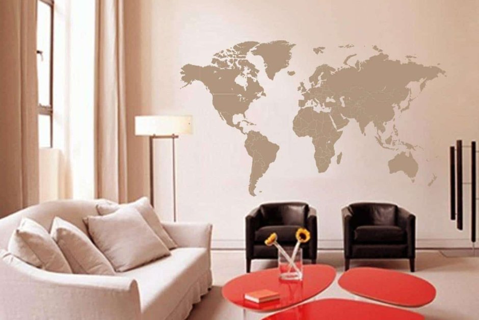 Интерьерная наклейка на стену карта мира