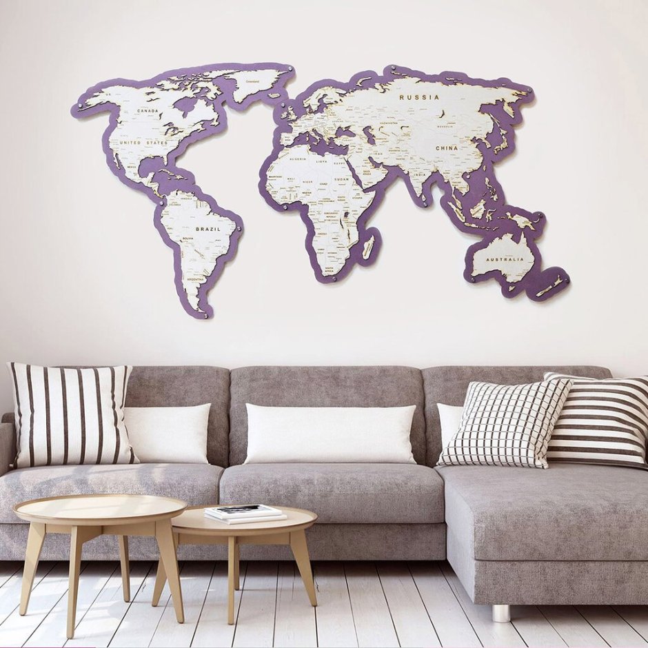 Декор карта мира на стену