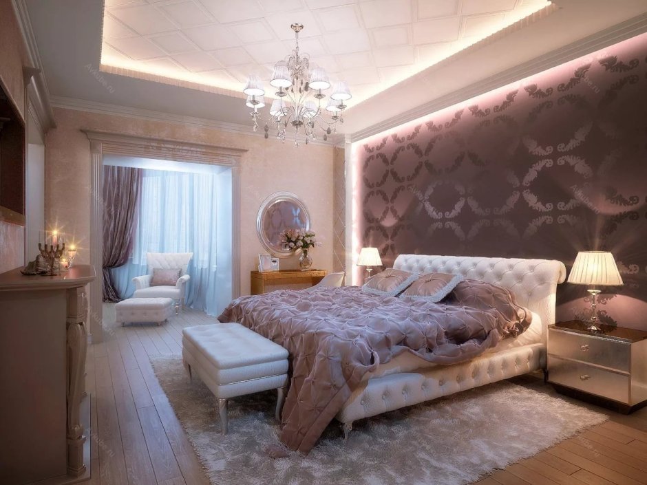 Интерьер спальни в коттедже