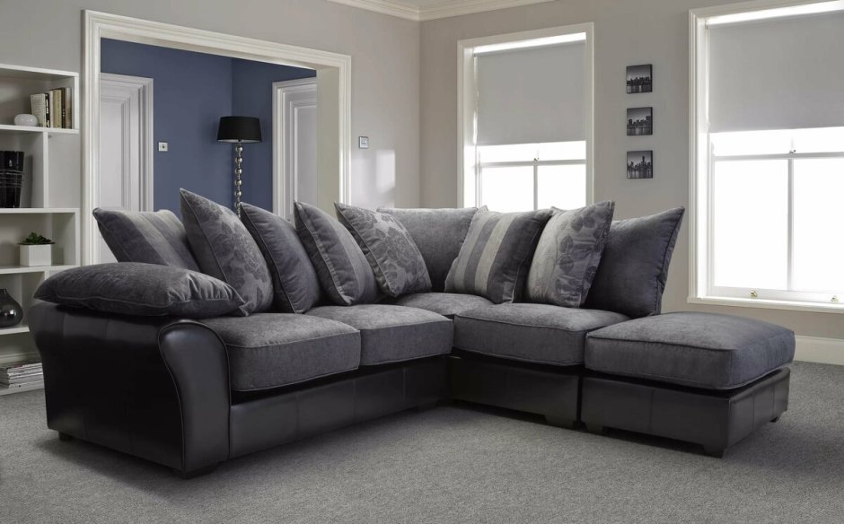 Мягкий угловой диван серый