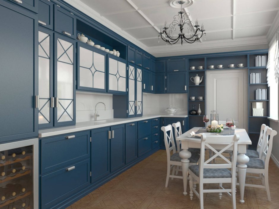 Синяя кухня Неоклассика