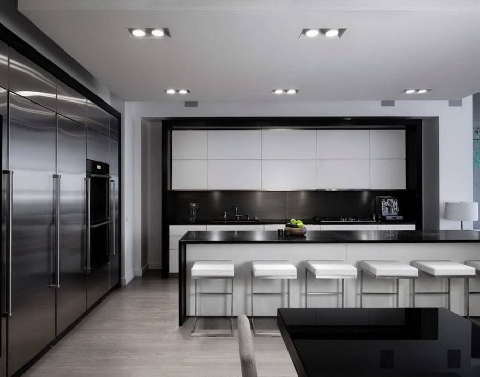 Кухня в чёрно белом стиле