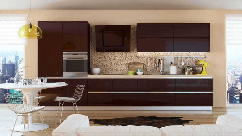 Кухонная мебель шоколадного цвета