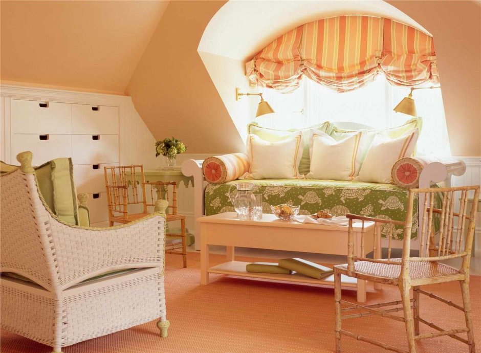Комната в стиле персикового цвета