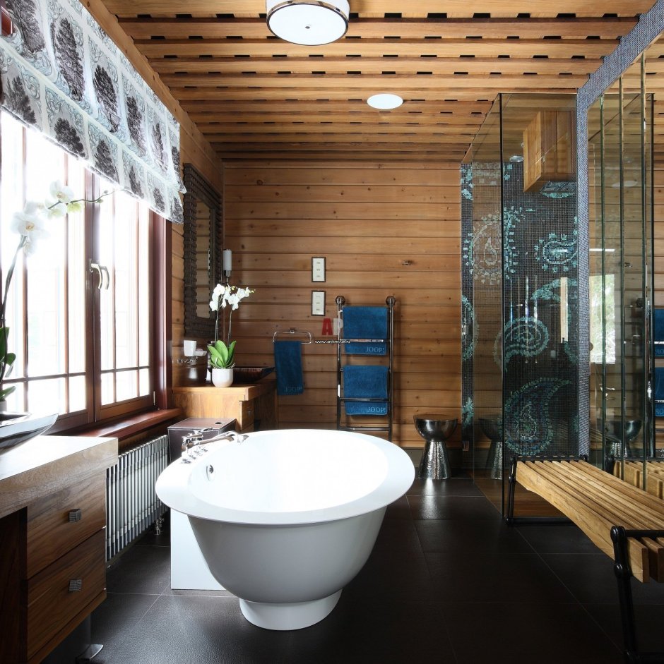 Красивые Ванные в деревянном доме
