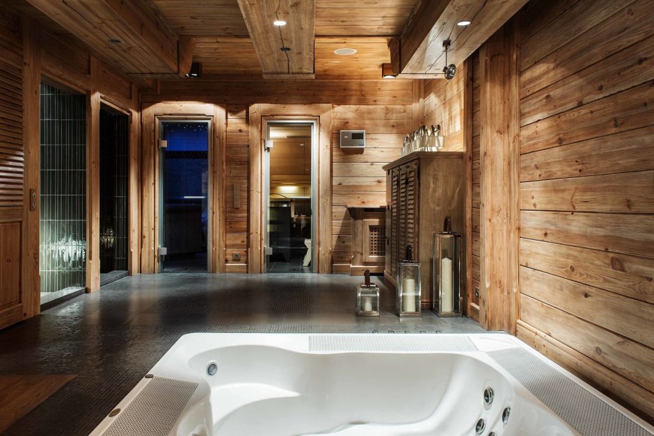 Деревянный стиль в ванной комнате