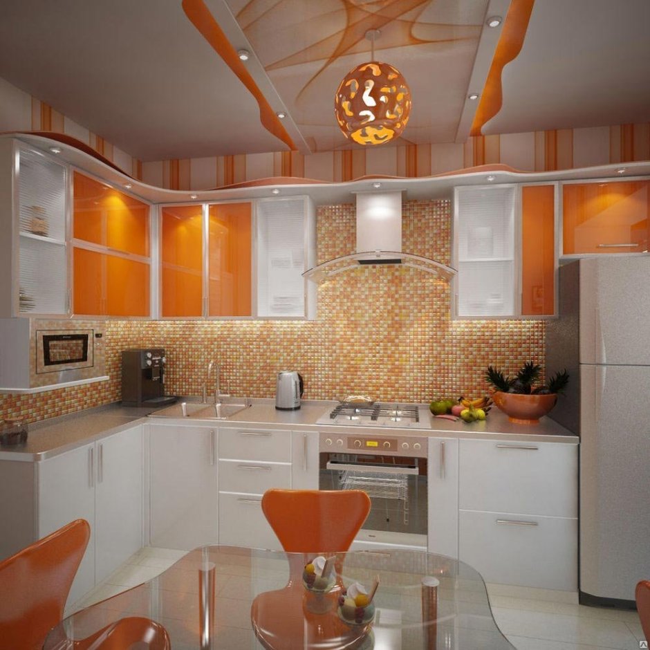 Кухня в оранжевых тонах