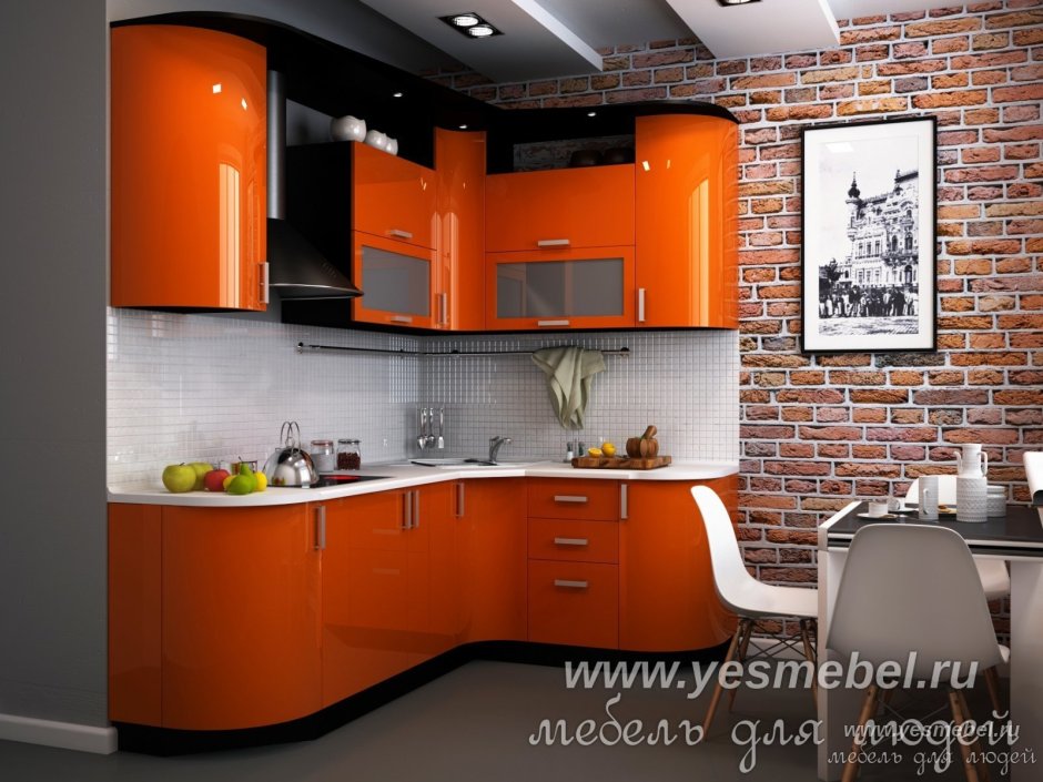 Кухонный гарнитур оранжевый