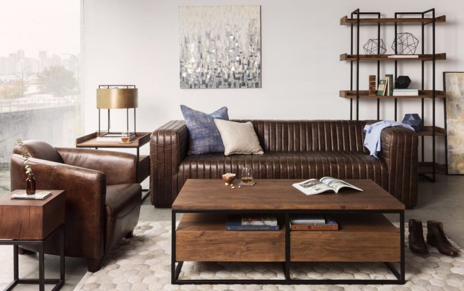 Стильный интерьер с коричневой мебелью