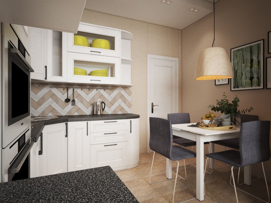 Дизайн небольшой кухни-гостиной в квартире