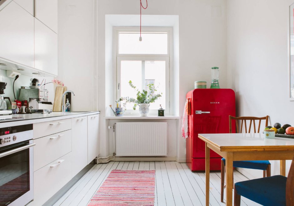 Smeg холодильник в интерьере скандинавском