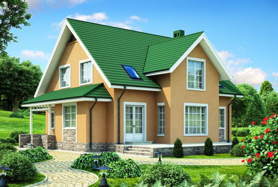 Дома с зеленой крышей