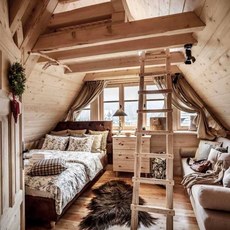 Дизайн комнаты в деревянном доме