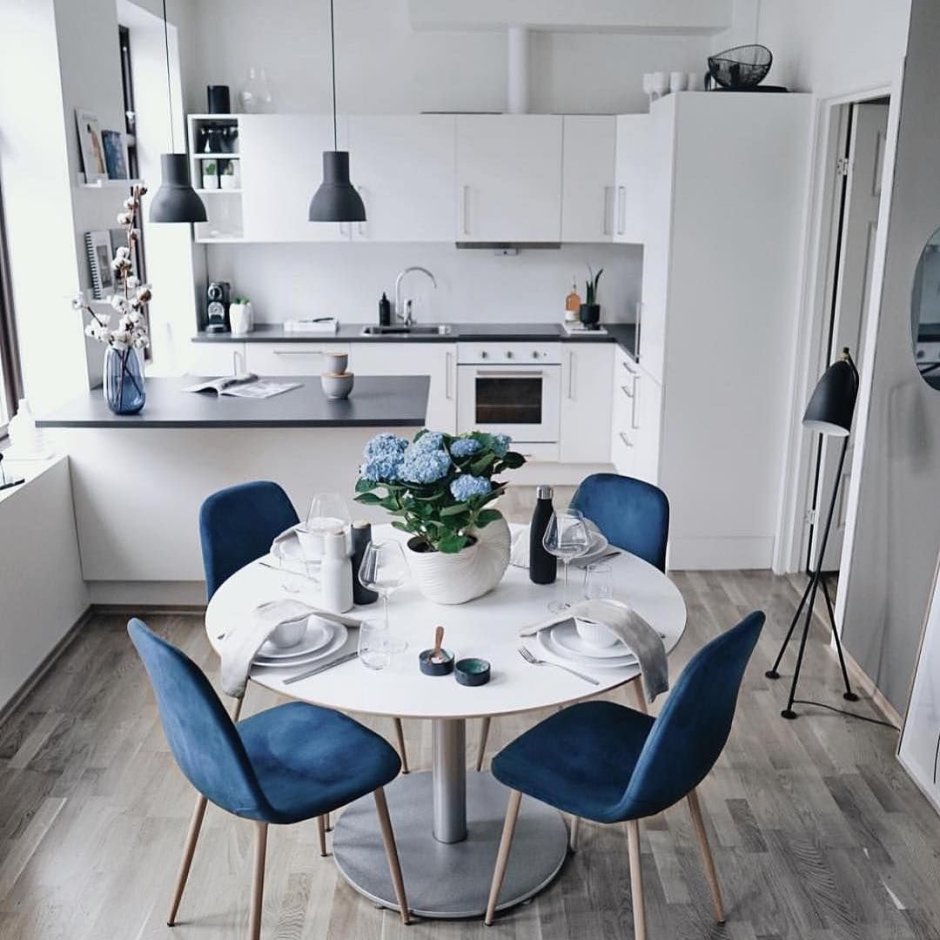Кухня сине белая в скандинавском стиле