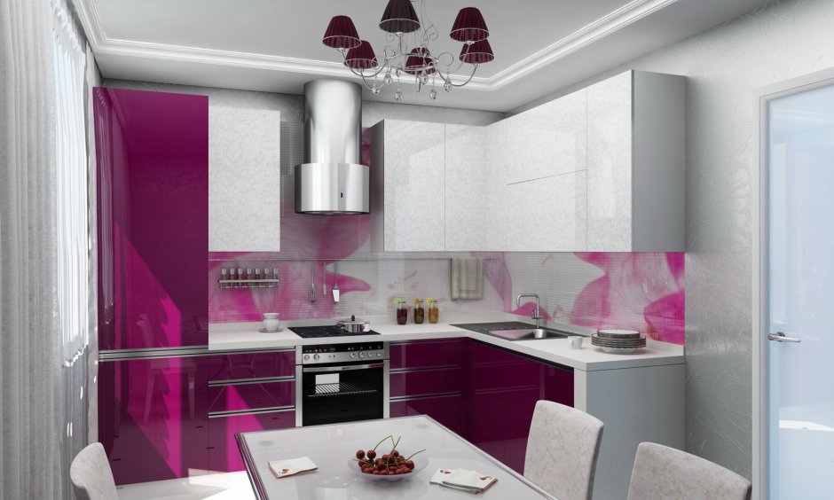 Кухня цвет фуксия с розовым