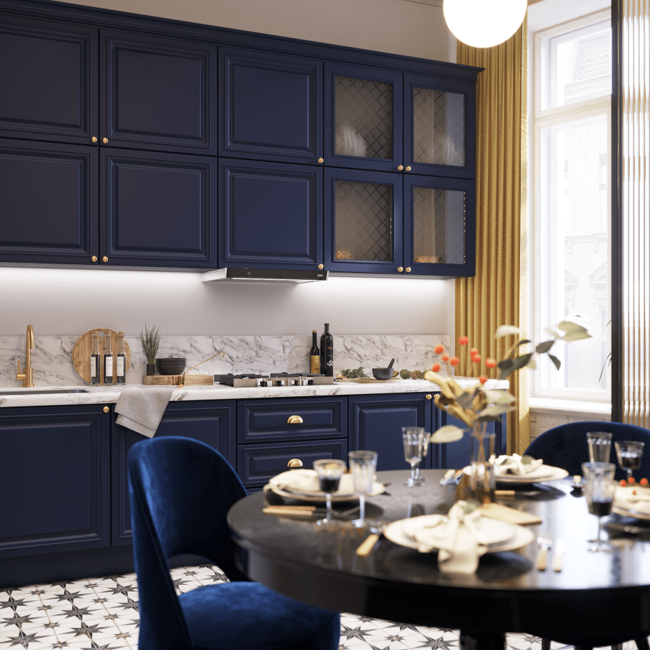 Синяя кухня Неоклассика