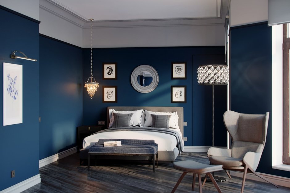 Спальня Сканди в синем