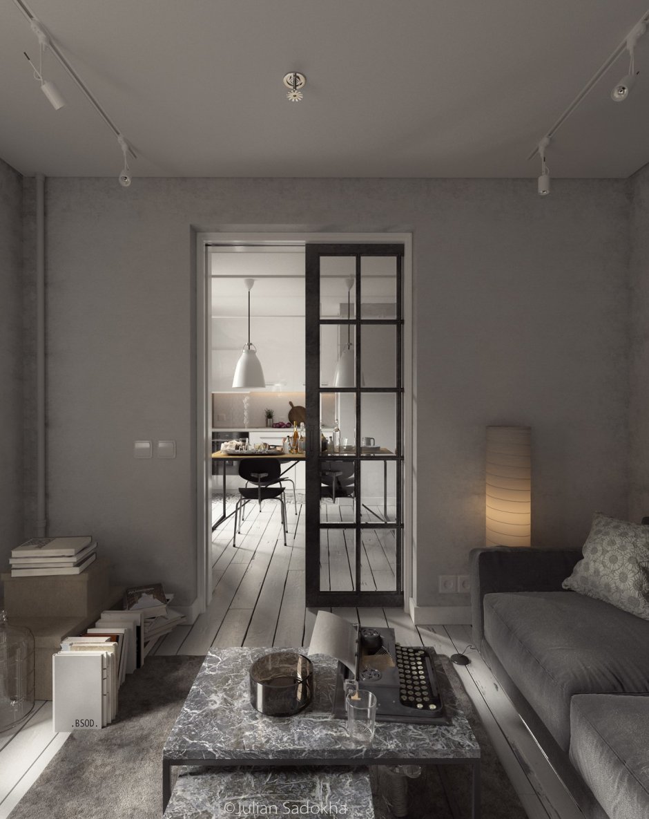 Серый интерьер квартиры