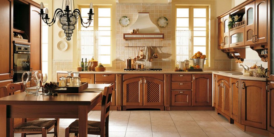 Кухня в стиле классика Прованс коричневая