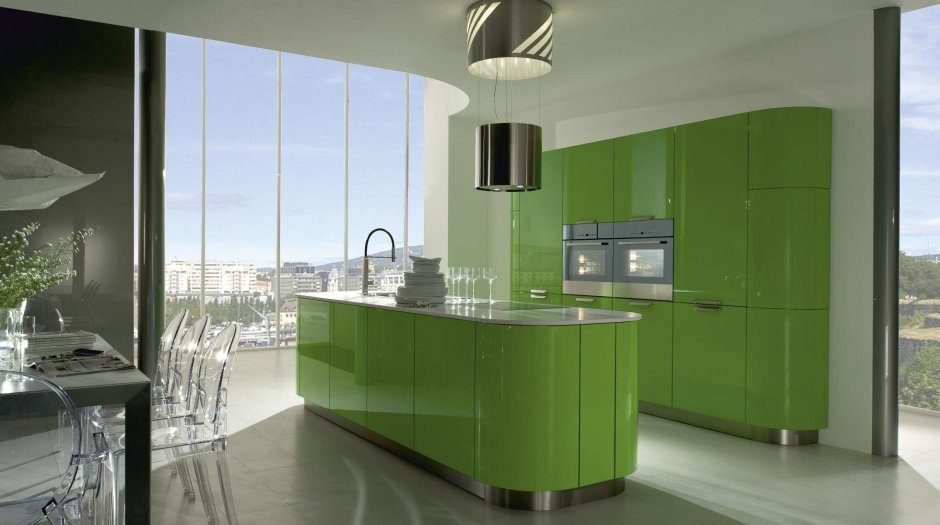 Кухня в стиле Модерн зеленая