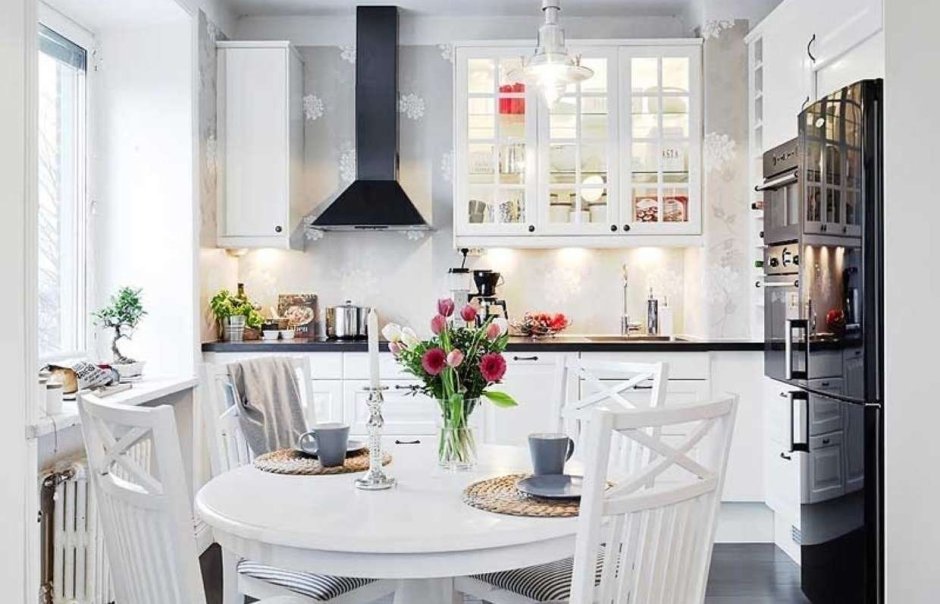 Белая кухня гостиная икеа