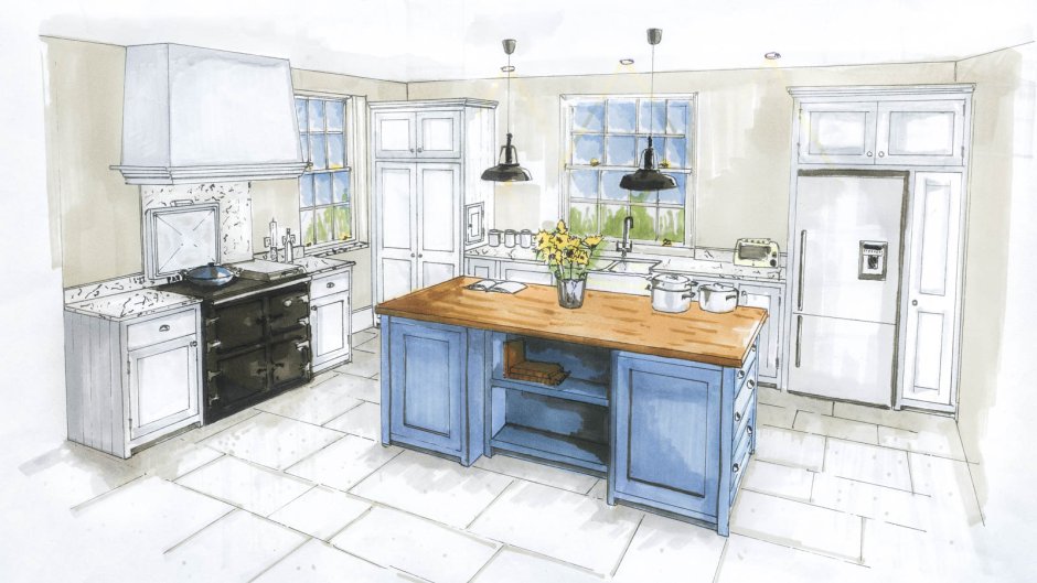 Иллюстрации интерьера кухня