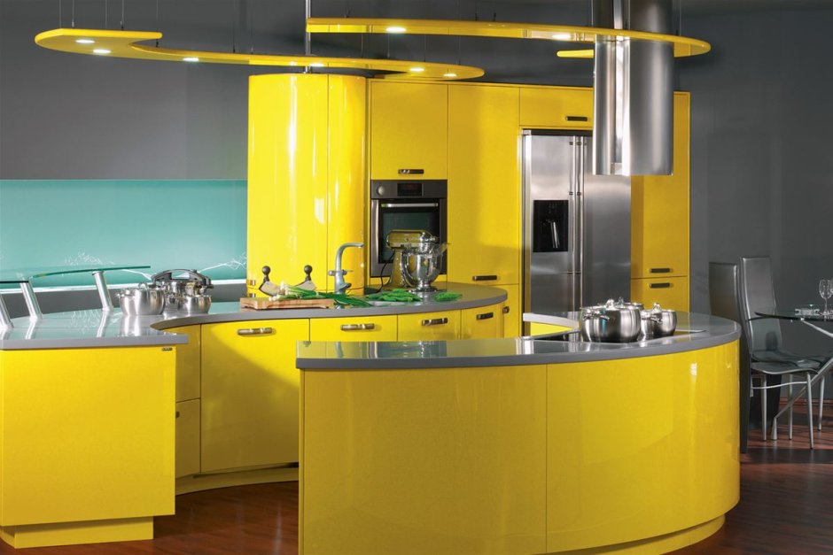 Стильная желтая кухня